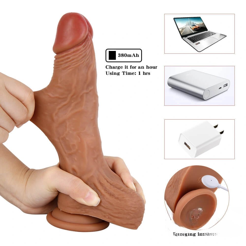 Brown vibrating heating dildo, photo 9