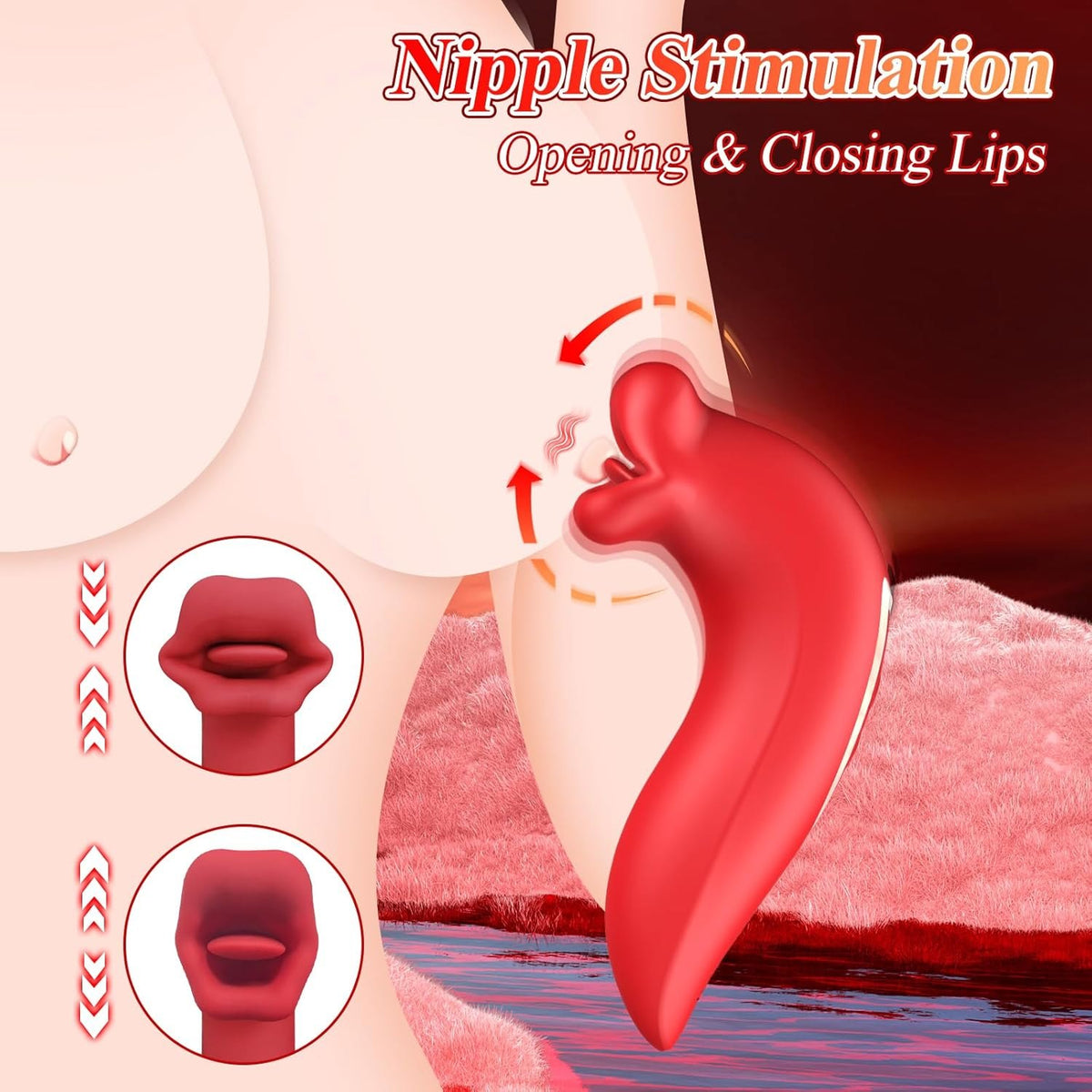 Red silicone rose clitoral stimulator, photo 3