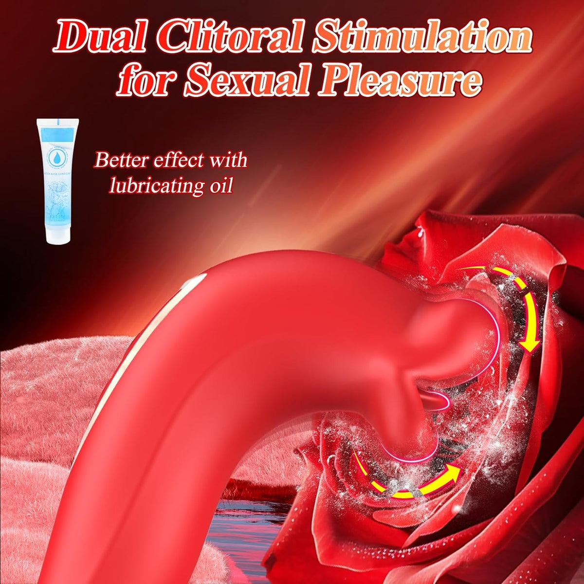 Red silicone rose clitoral stimulator, photo 4