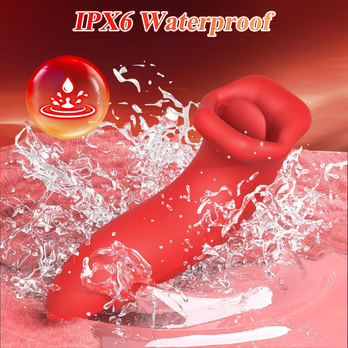 Red silicone rose clitoral stimulator, photo 6