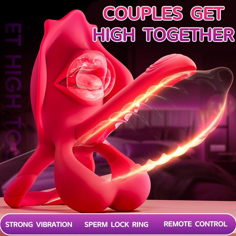 Red vibrating mouth-biting cock ring, photo 2