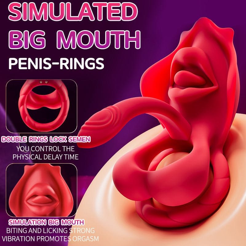 Red vibrating mouth-biting cock ring, photo 5