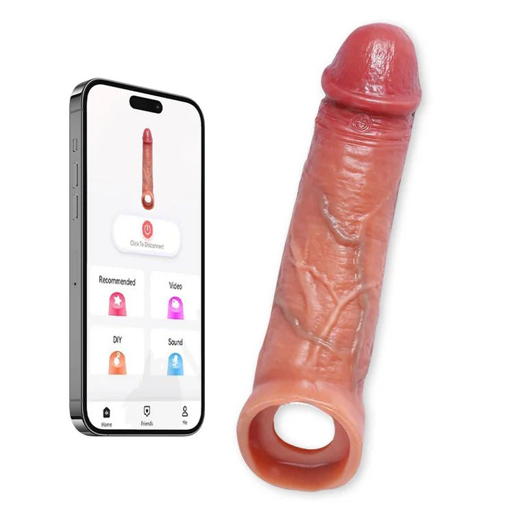 Flesh-tone vibrating penis extender sleeve, photo 1