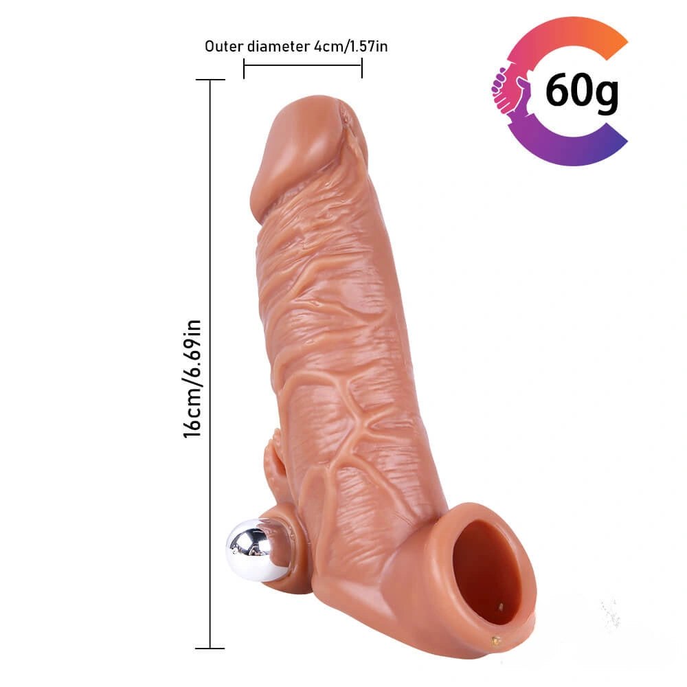 Flesh tone TPE vibrating penis sleeve, photo 10