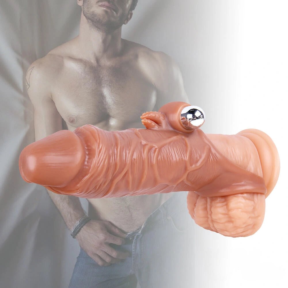 Flesh tone TPE vibrating penis sleeve, photo 15