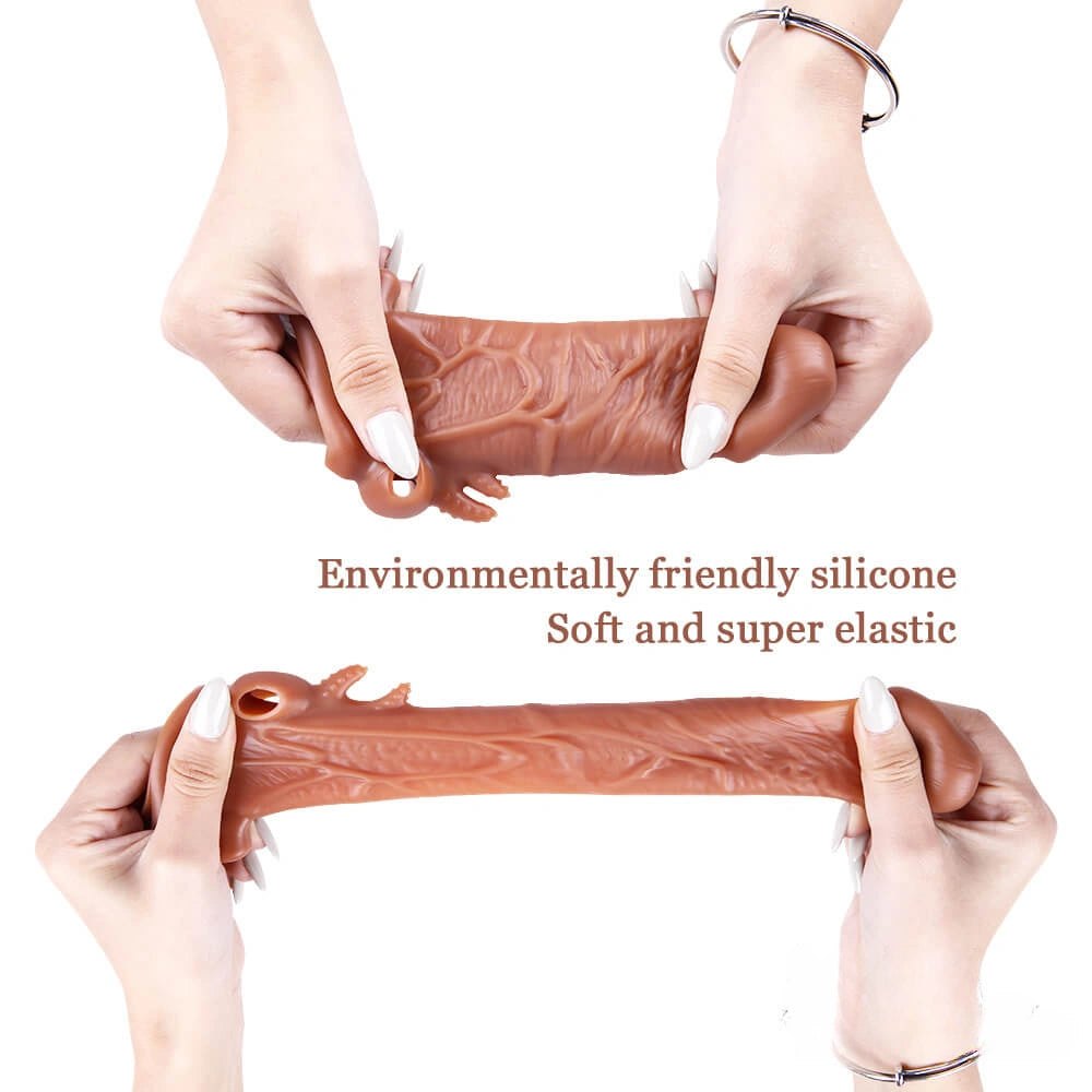 Flesh tone TPE vibrating penis sleeve, photo 6