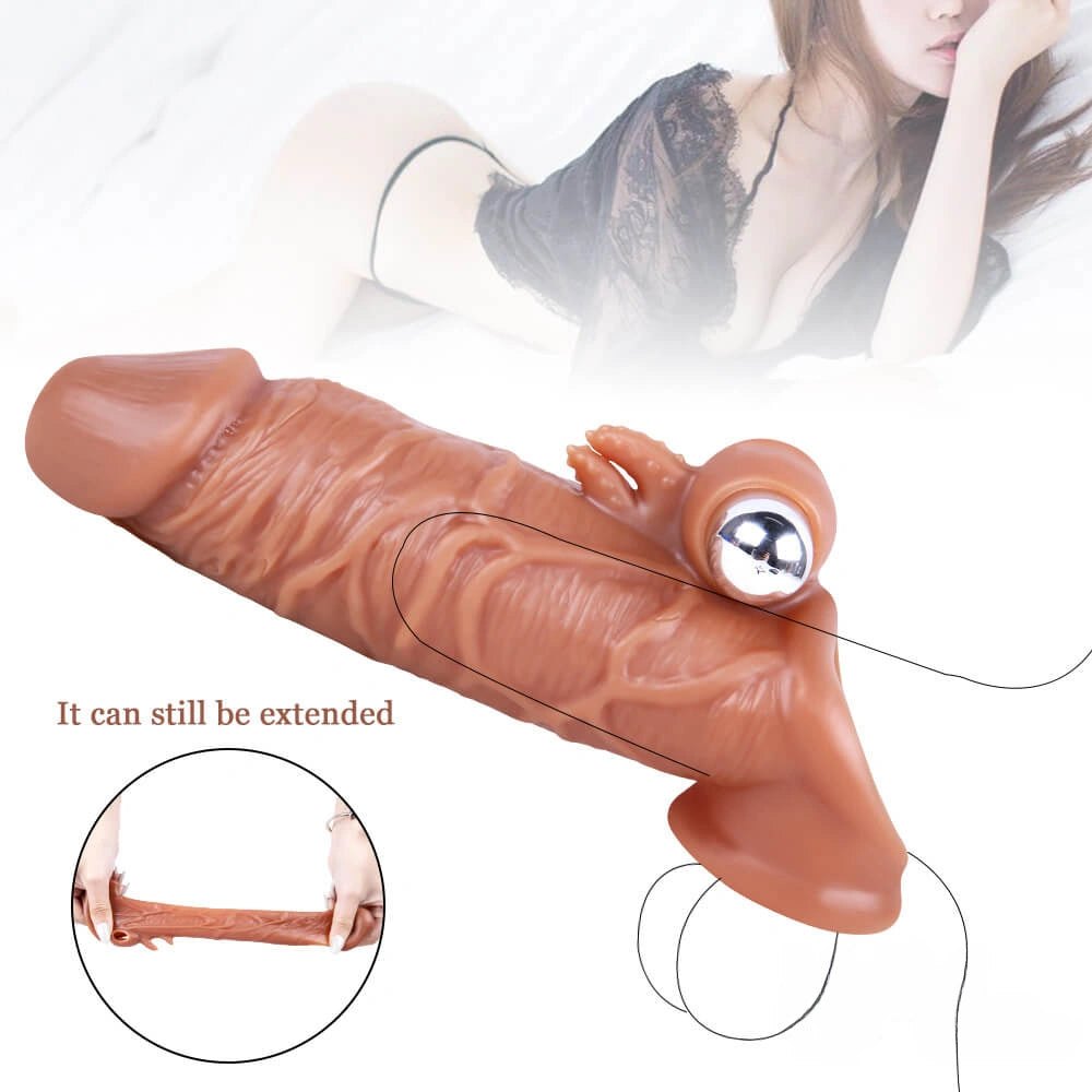 Flesh tone TPE vibrating penis sleeve, photo 9