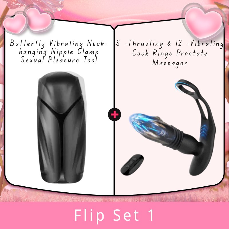Flip Set 1 vibrating penis sleeve ring with flip masturbator design