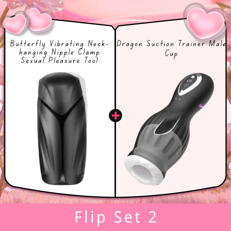Flip Set 2 vibrating penis sleeve ring with flip masturbator design