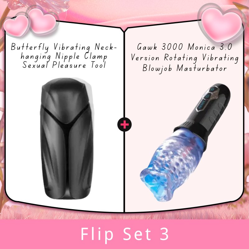 Flip Set 3 vibrating penis sleeve ring with flip masturbator design