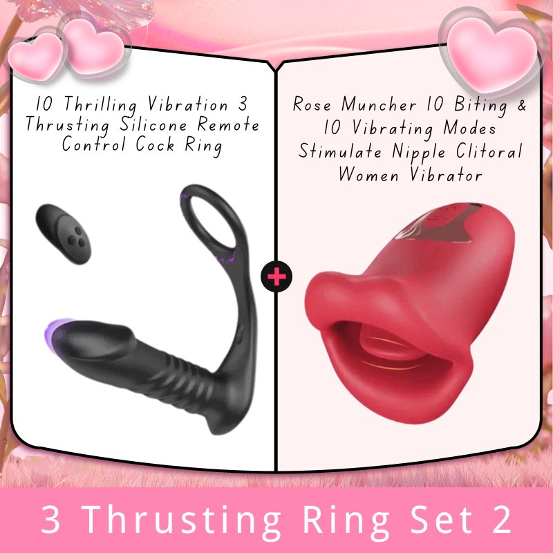 3 Thrusting Ring Set 2 silicone prostate massager cock ring