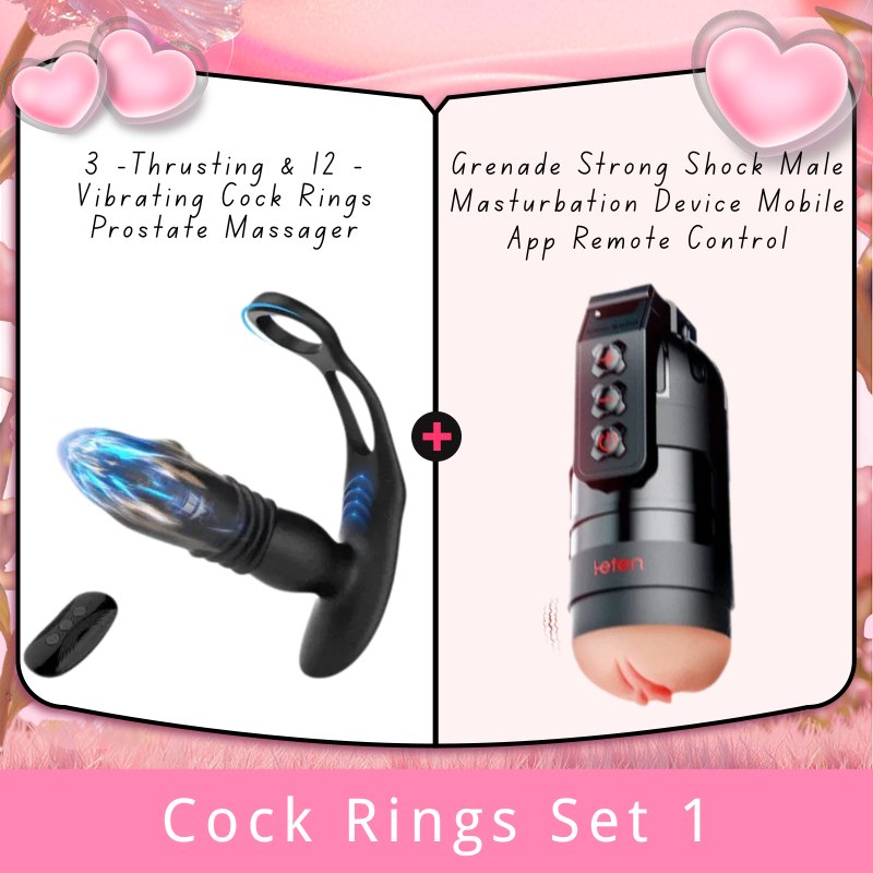 Cock Rings Set 1 silicone prostate massager with cock ring