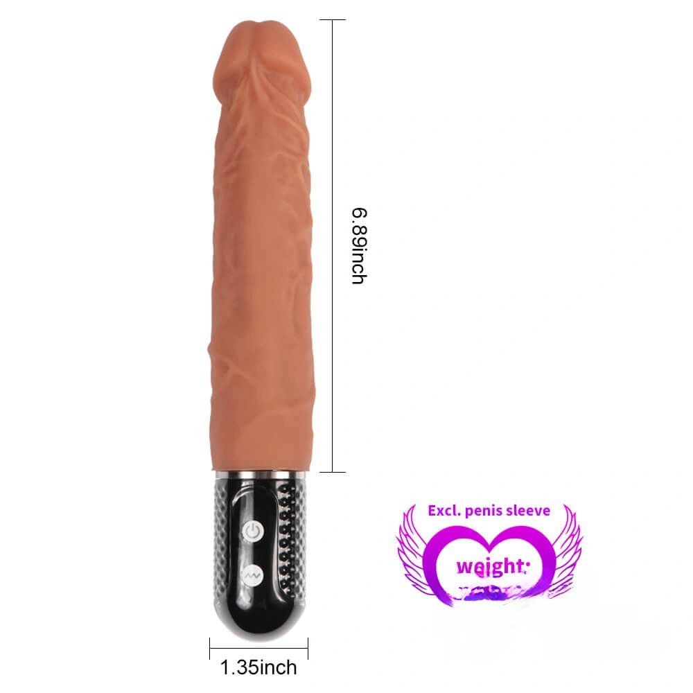Flesh vibrating realistic silicone dildo with control base