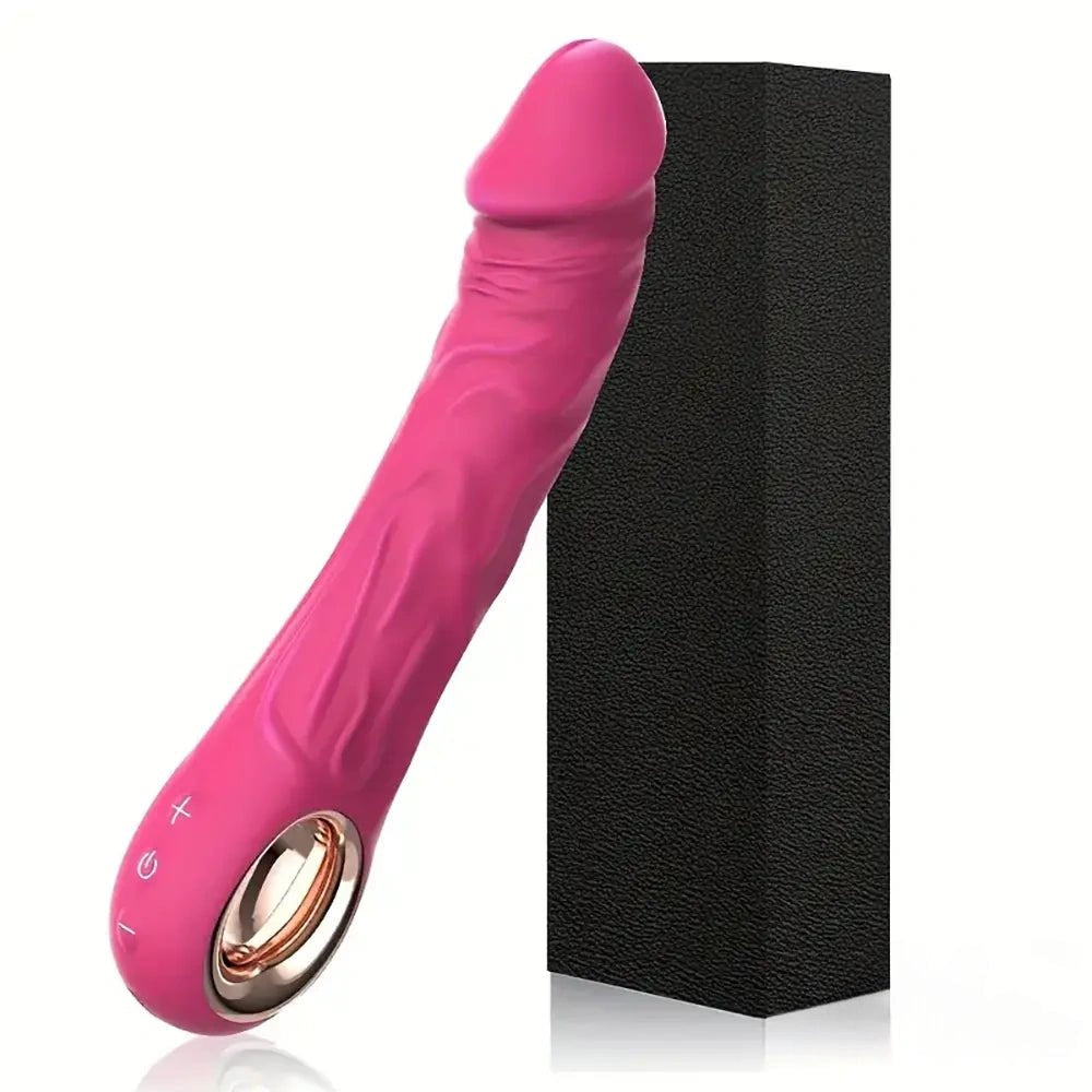 Rose red silicone vibrating dildo, photo 4