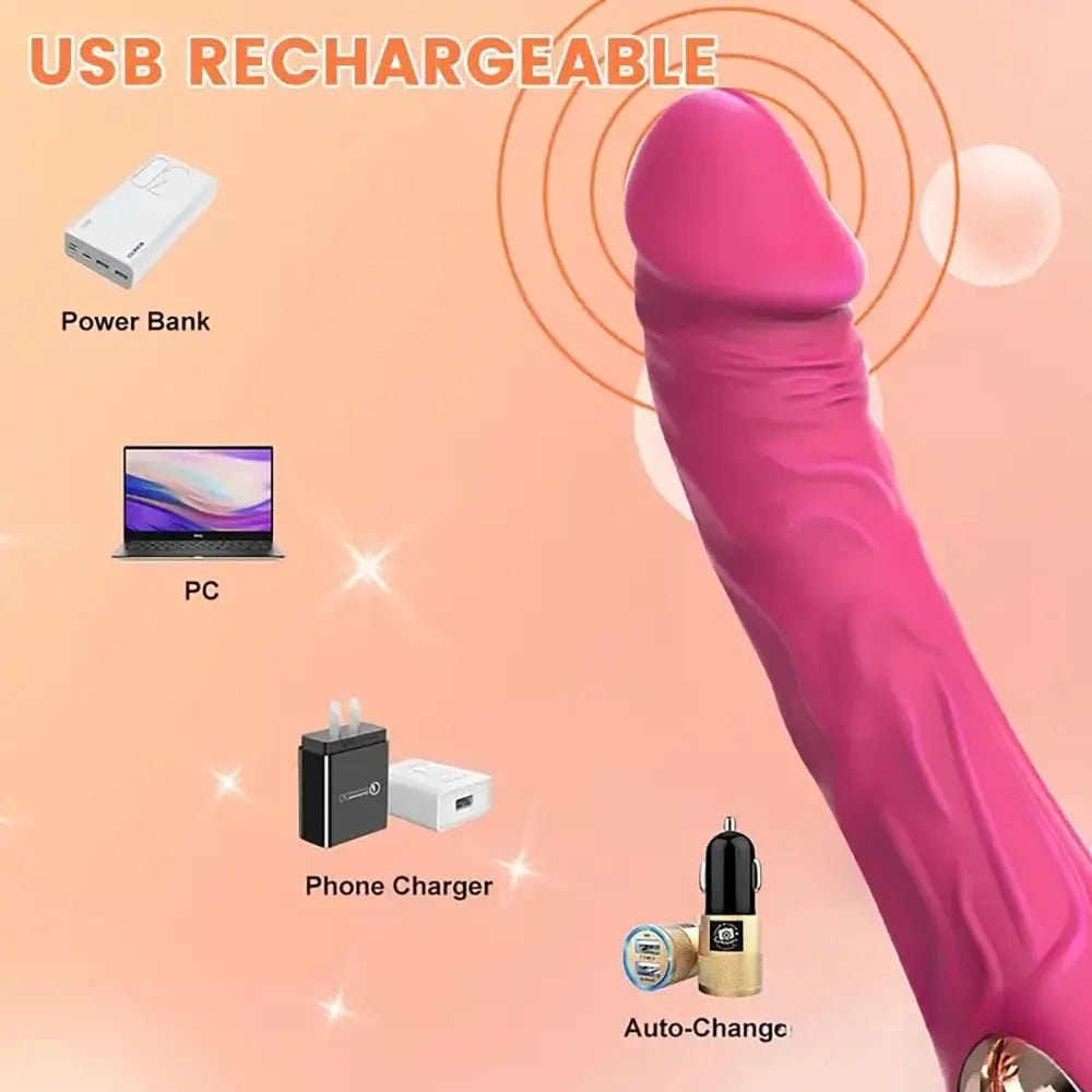 Rose red silicone vibrating dildo, photo 5