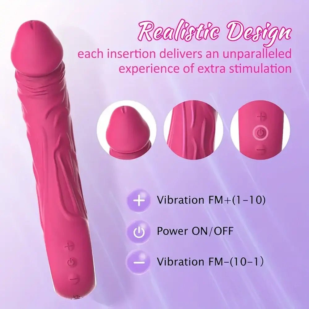 Rose red silicone vibrating dildo, photo 6