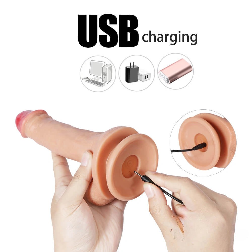 Flesh-tone vibrating realistic dildo with suction base, photo 5