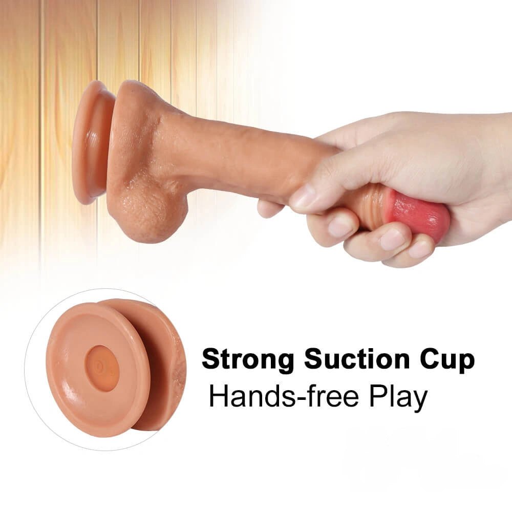 Flesh-tone vibrating realistic dildo with suction base, photo 6
