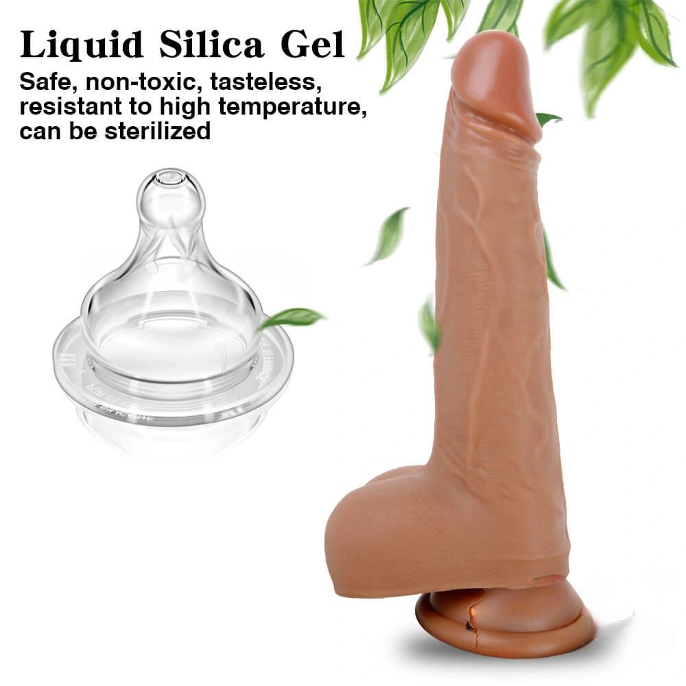 Brown vibrating realistic silicone dildo, photo 10