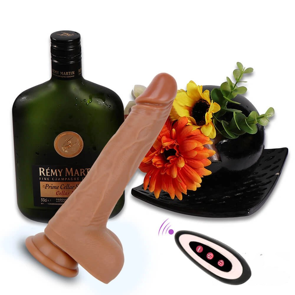 Brown vibrating realistic silicone dildo, photo 3