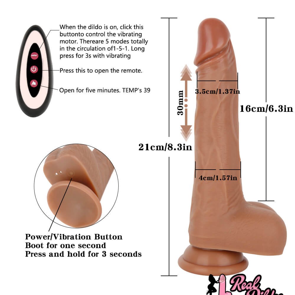 Brown vibrating realistic silicone dildo, photo 4