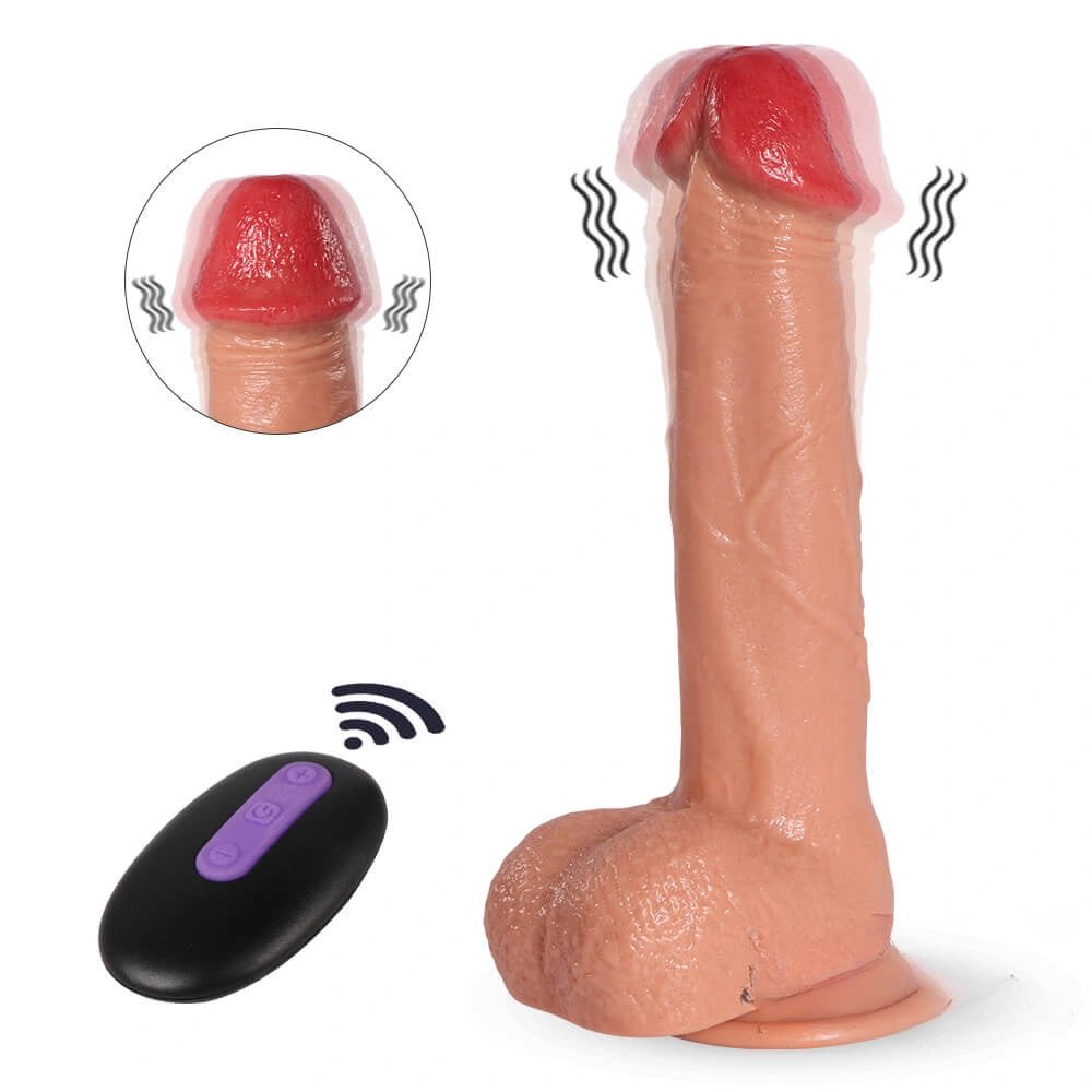 Flesh tone realistic vibrating dildo with remote, photo 1