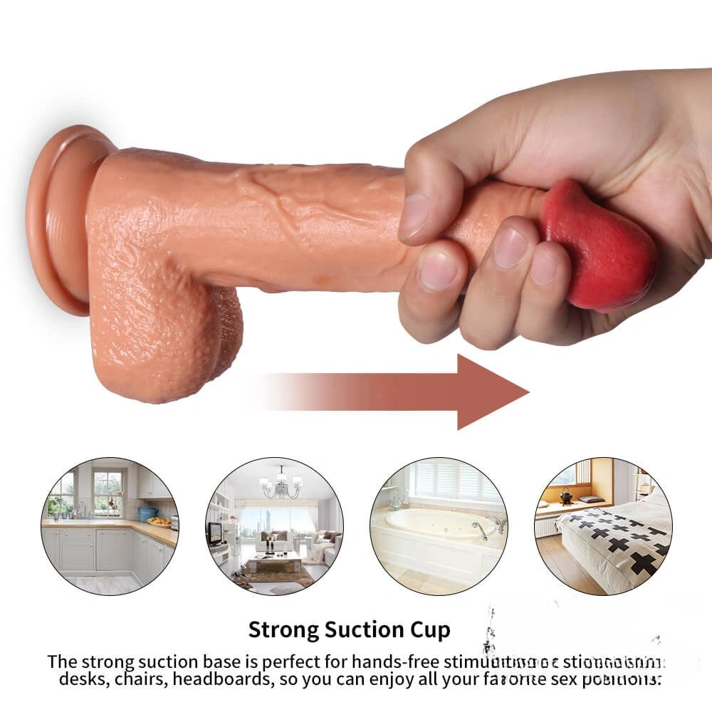 Flesh tone realistic vibrating dildo with remote, photo 6