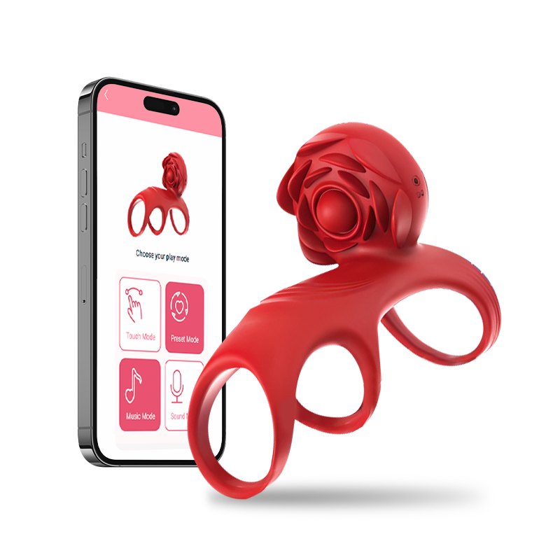 Red vibrating rose cock ring, photo 1