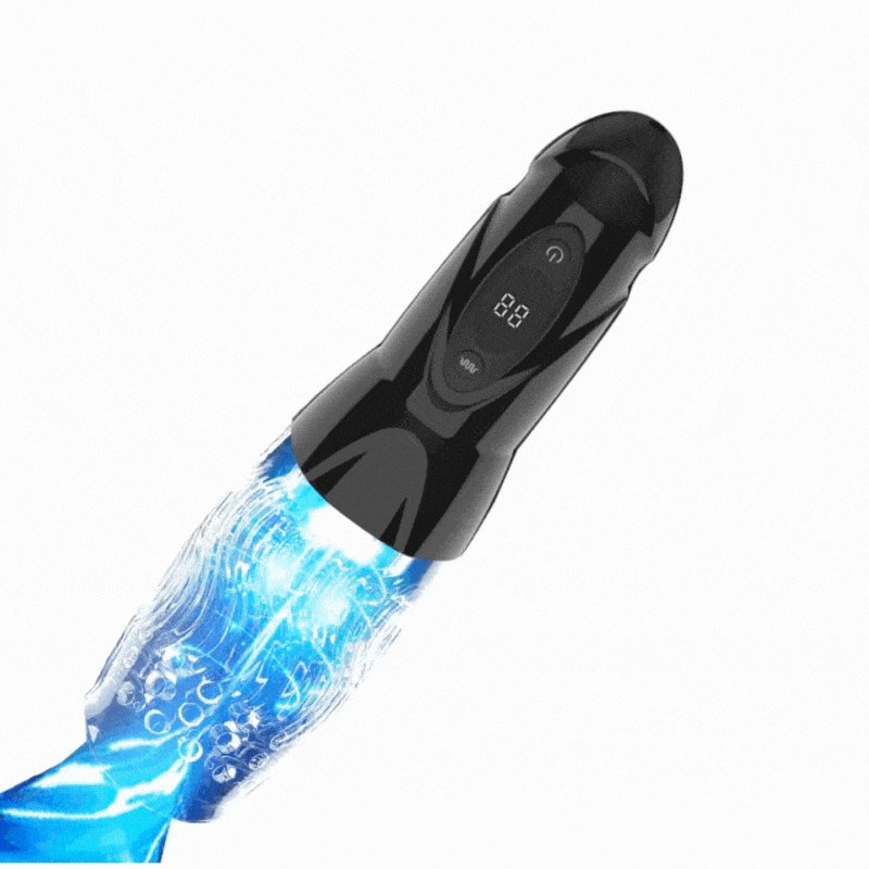 Black vibrating rotating male masturbator, photo 1