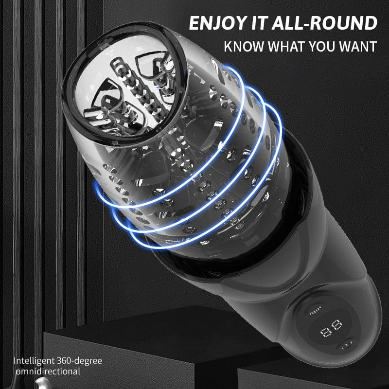 Black vibrating rotating male masturbator, photo 2