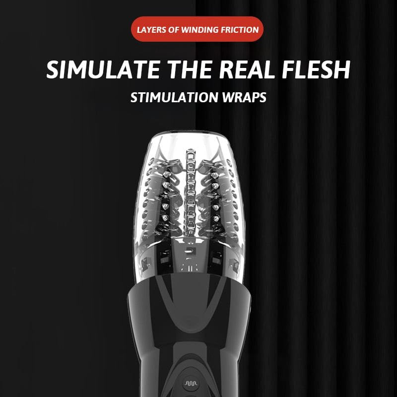Black vibrating rotating male masturbator, photo 4