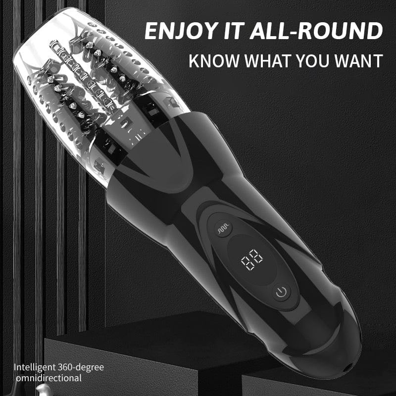 Black vibrating rotating male masturbator, photo 5