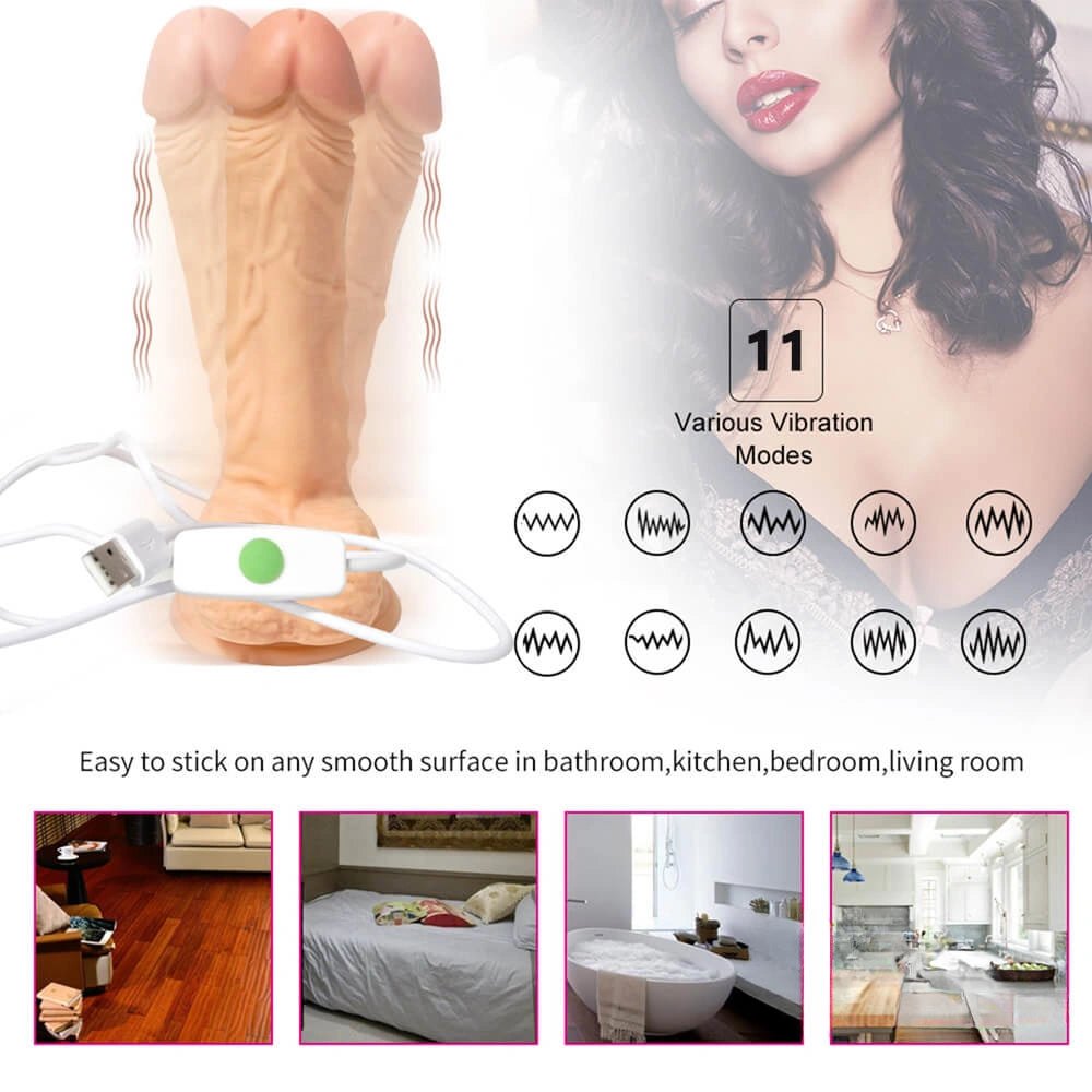 Flesh tone vibrating rotating dildo, photo 7