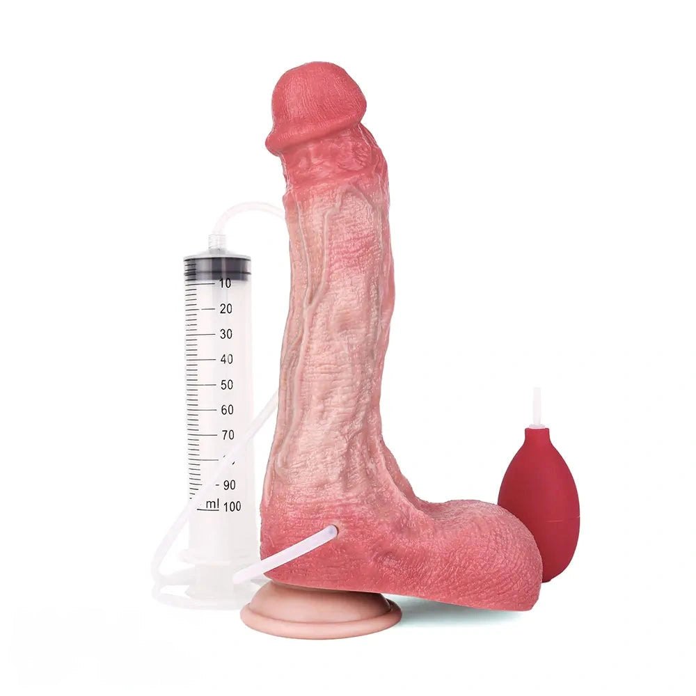 Flesh silicone vibrating squirting couples dildo, photo 1