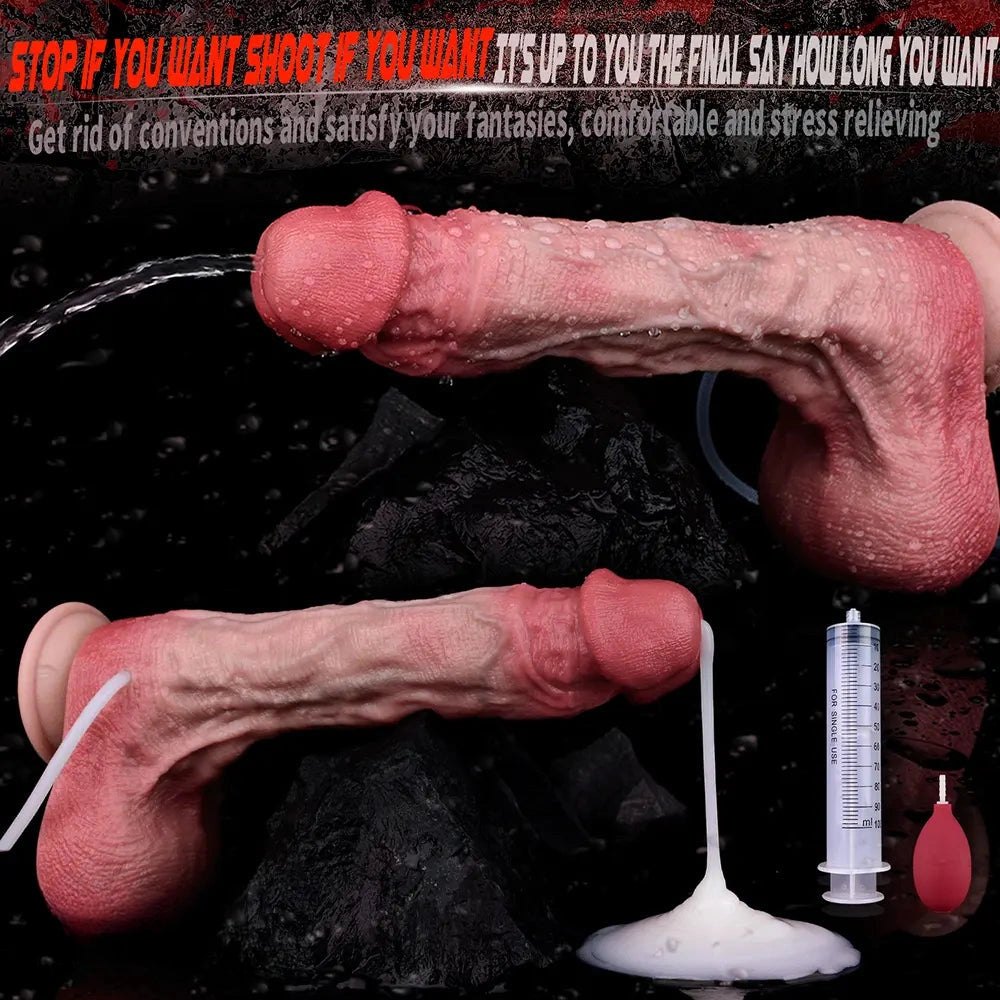 Flesh silicone vibrating squirting couples dildo, photo 11
