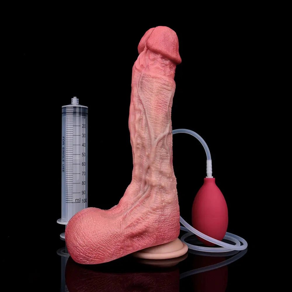 Flesh silicone vibrating squirting couples dildo, photo 17