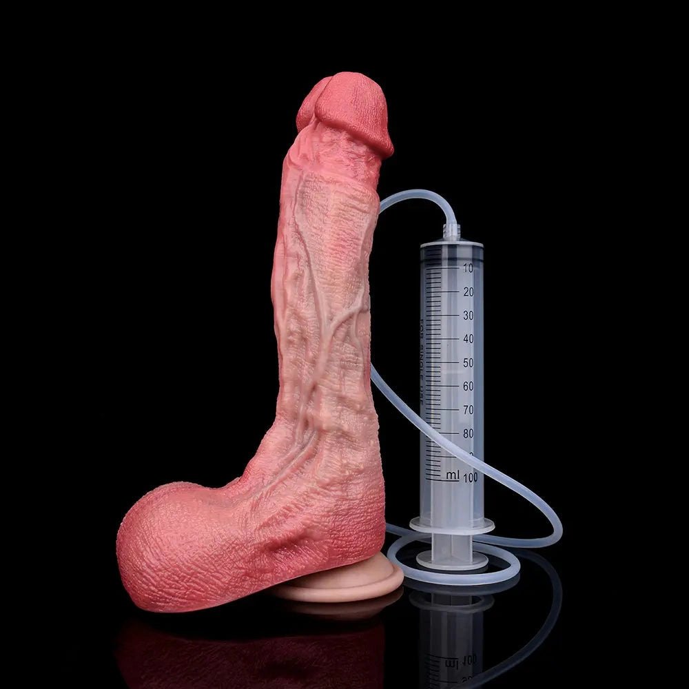 Flesh silicone vibrating squirting couples dildo, photo 18