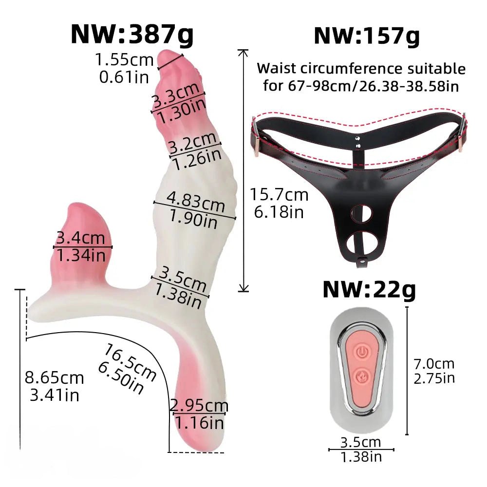 Forked wearable vibrating silicone dildo, photo 2