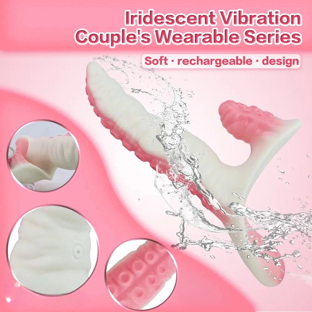 Mixed color vibrating tentacle strap-on dildo, photo 3