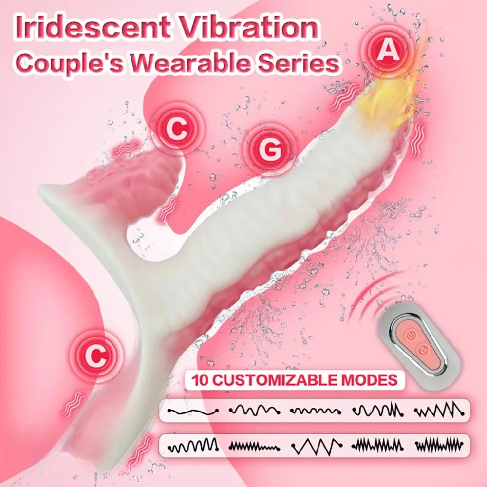 Mixed color vibrating tentacle strap-on dildo, photo 4