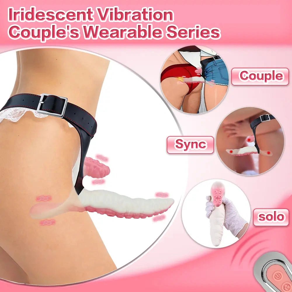 Mixed color vibrating tentacle strap-on dildo, photo 5