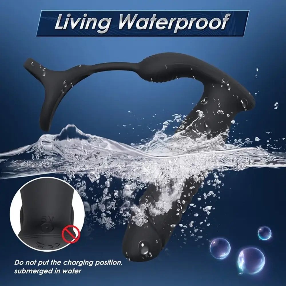 Black vibrating thrusting silicone dildo ring, photo 5