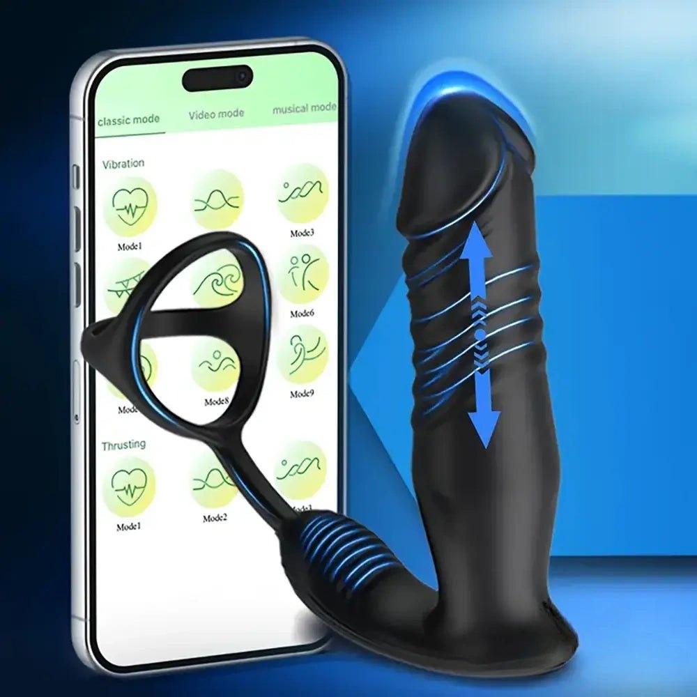 Black vibrating thrusting silicone dildo ring, photo 8