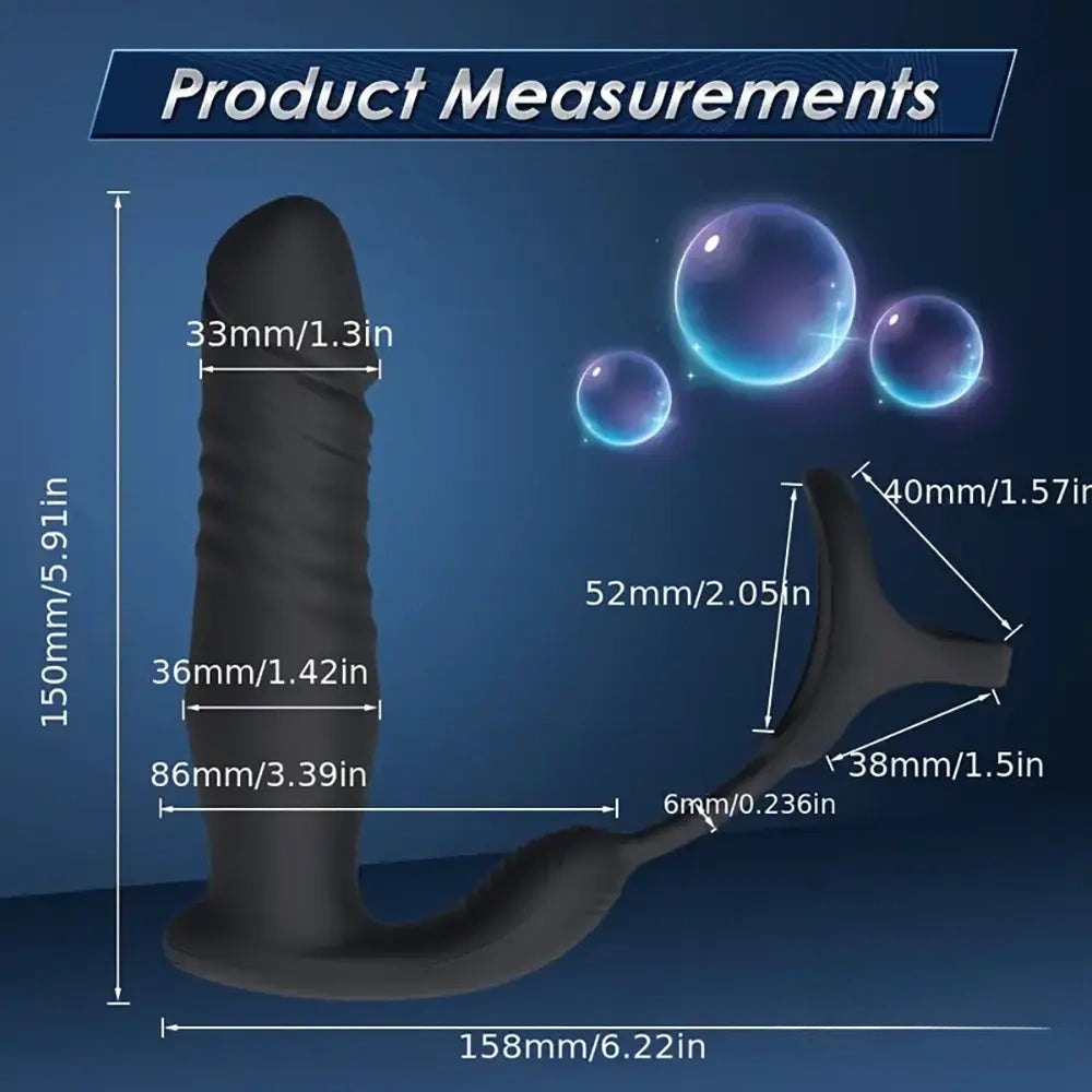 Black vibrating thrusting silicone dildo ring, photo 9