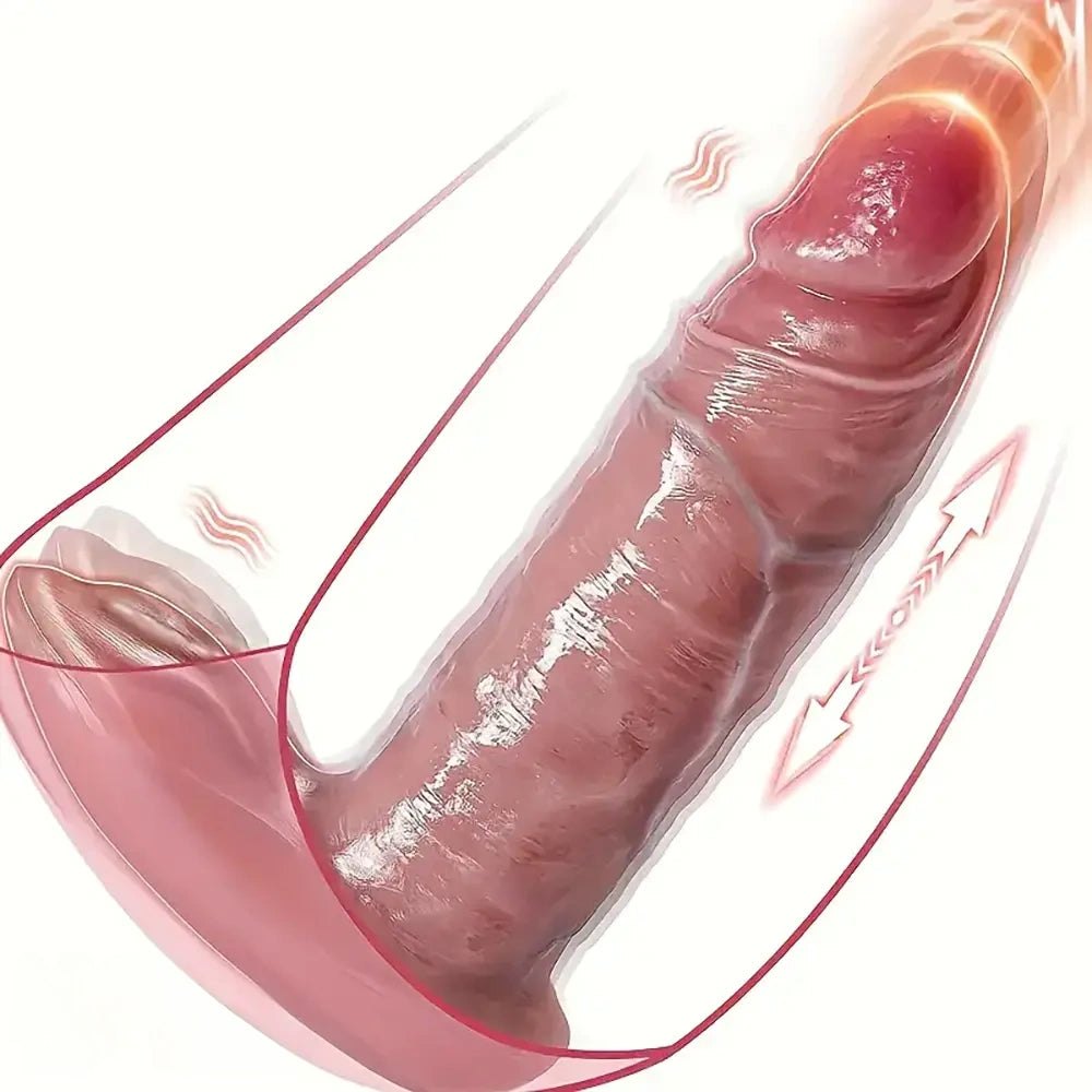 Flesh tone vibrating thrusting silicone dildo, photo 1