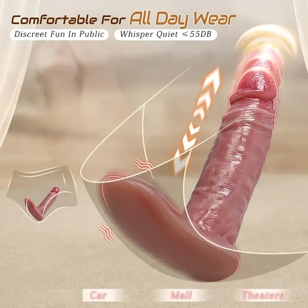 Flesh tone vibrating thrusting silicone dildo, photo 3