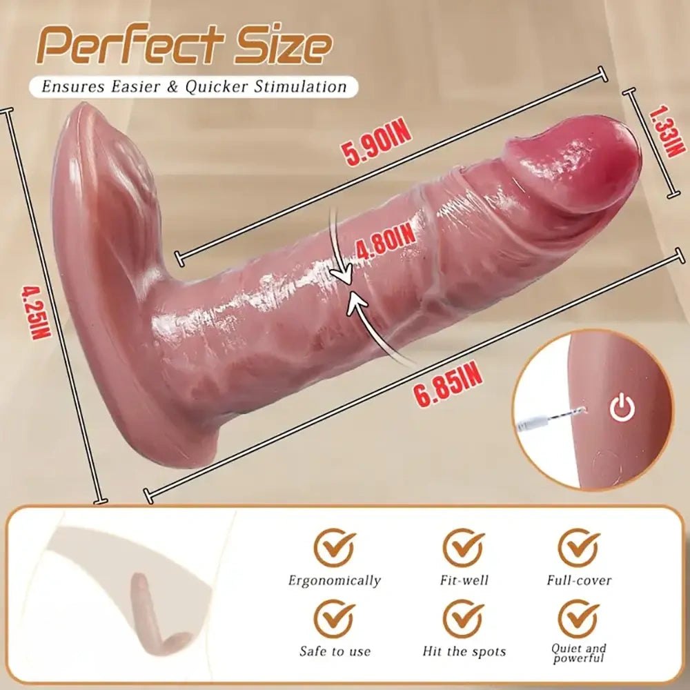Flesh tone vibrating thrusting silicone dildo, photo 4