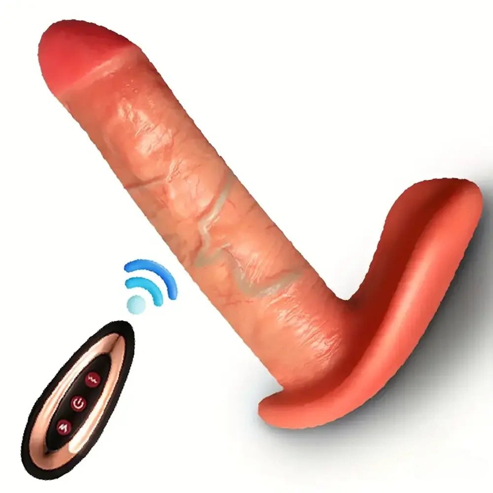 Flesh-tone vibrating thrusting silicone dildo, photo 1