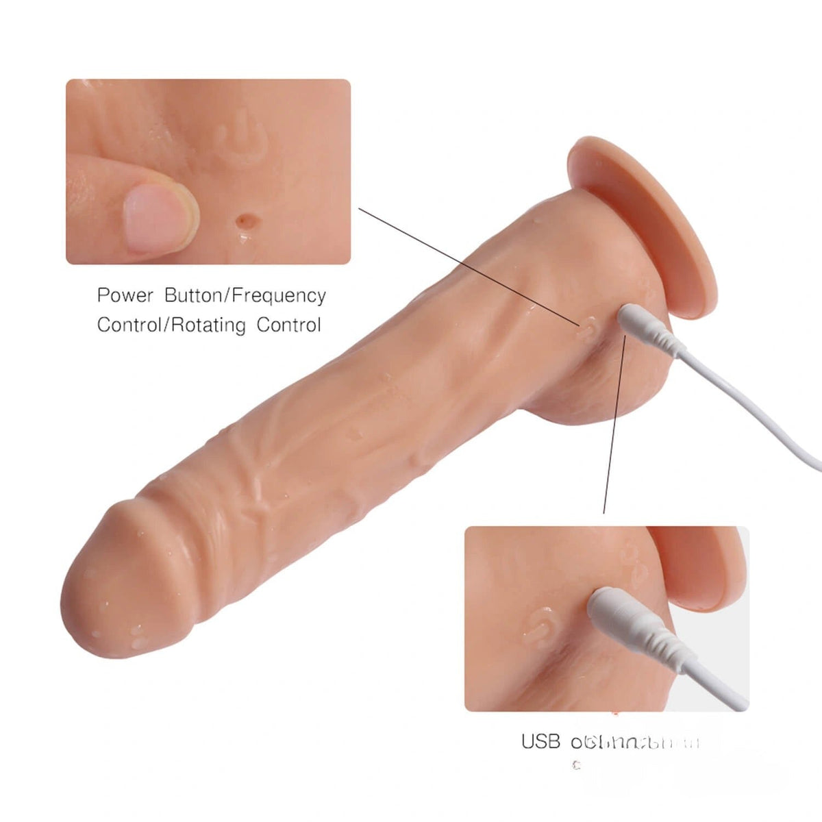 Flesh remote control vibrating dildo, photo 4