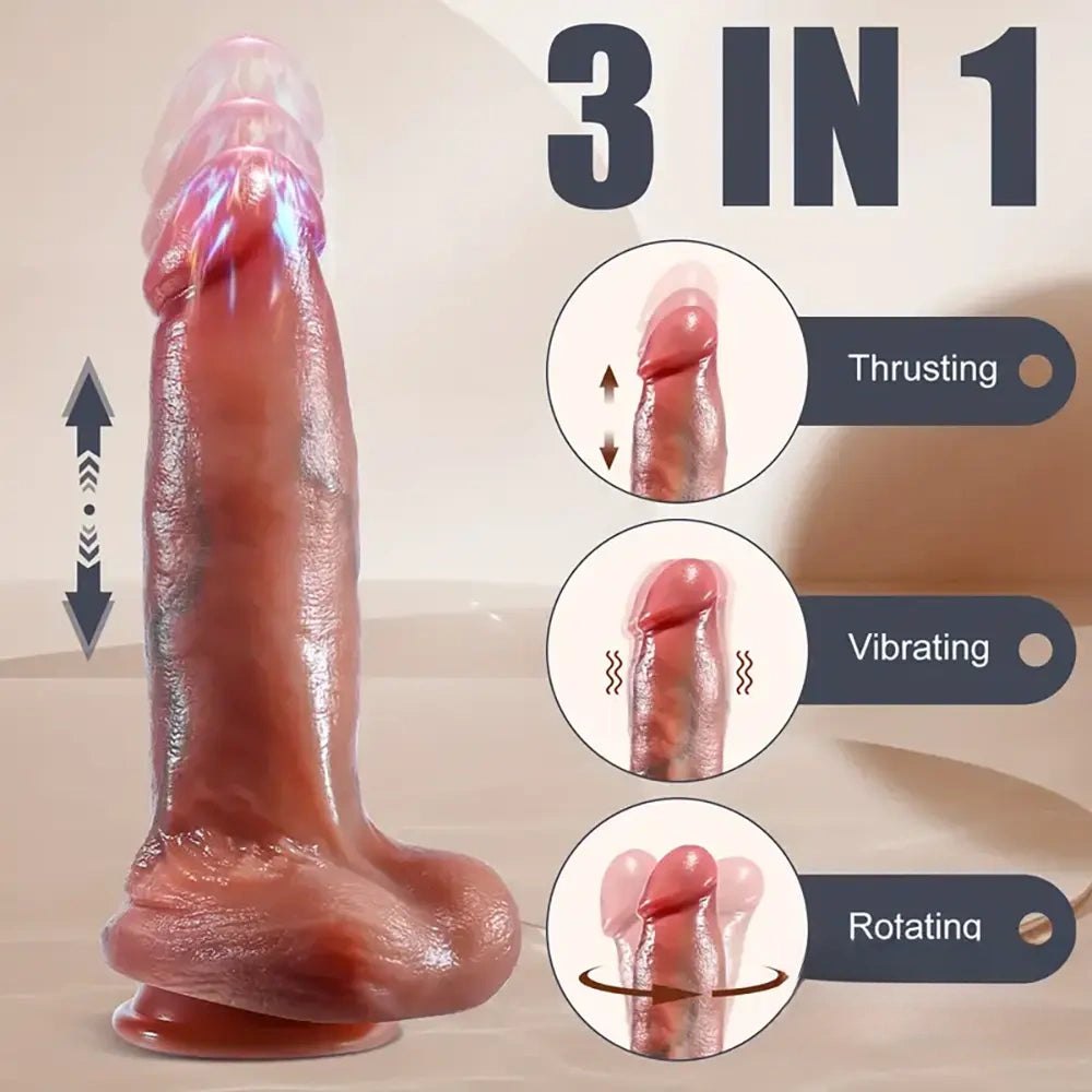 Flesh-tone vibrating thrusting dildo, photo 1